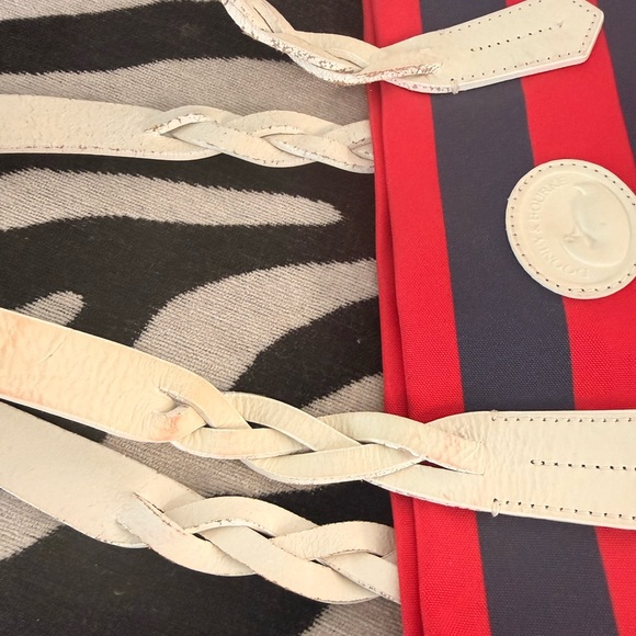 Dooney & Bourke Navy and Red Striped Tote - Picture 14 of 14